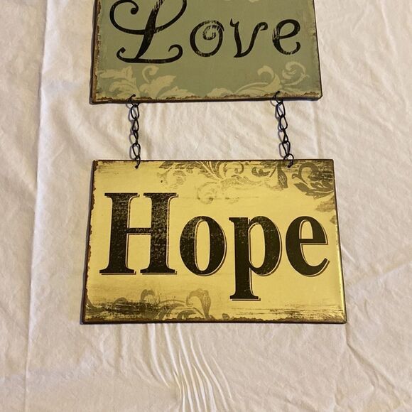 Faith Love Hope Metal Home Decor Multi Wall Sign EUC - Picture 3 of 12
